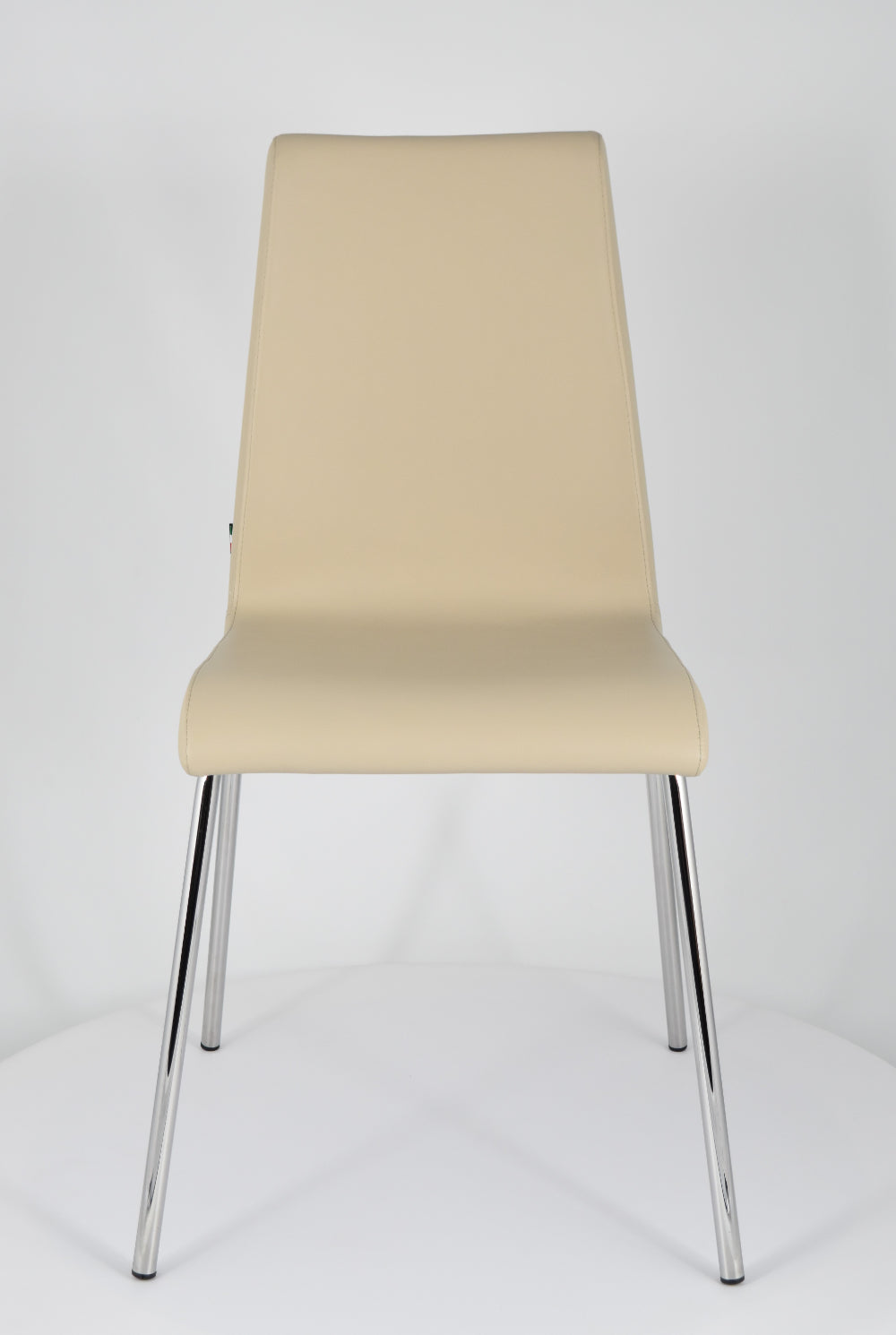 Tommychairs - Set 4 sillas Madrid con Patas de Acero Cromado y Asiento en Madera Multicapa, tapizado en Polipiel Color Lino