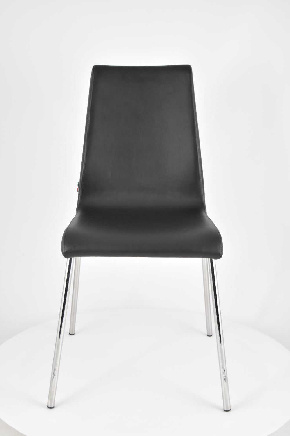 Tommychairs - Set 2 sillas Madrid con Patas de Acero Cromado y Asiento en Madera Multicapa, tapizado en Polipiel Color Negro