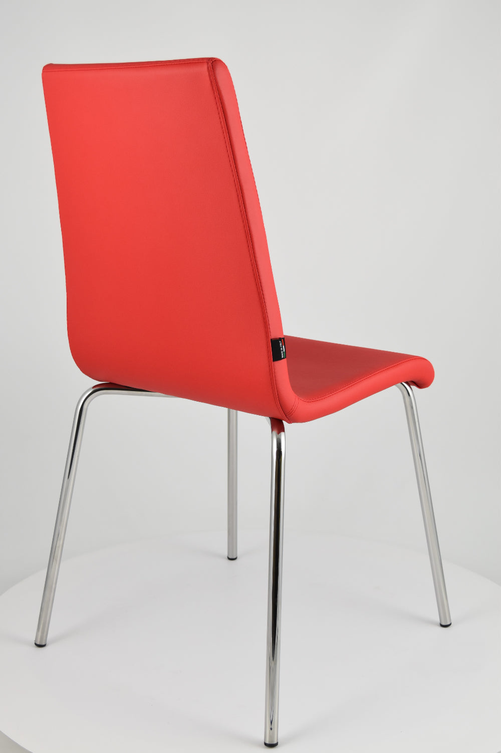 Tommychairs - Set 4 sillas Madrid con Patas de Acero Cromado y Asiento en Madera Multicapa, tapizado en Polipiel Color Rojo