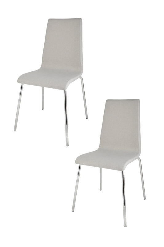 Tommychairs - Set 2 sillas Lisbona con Patas de Acero Cromado y Asiento en Madera Multicapa, tapizado en Tejido Color Gris Perla