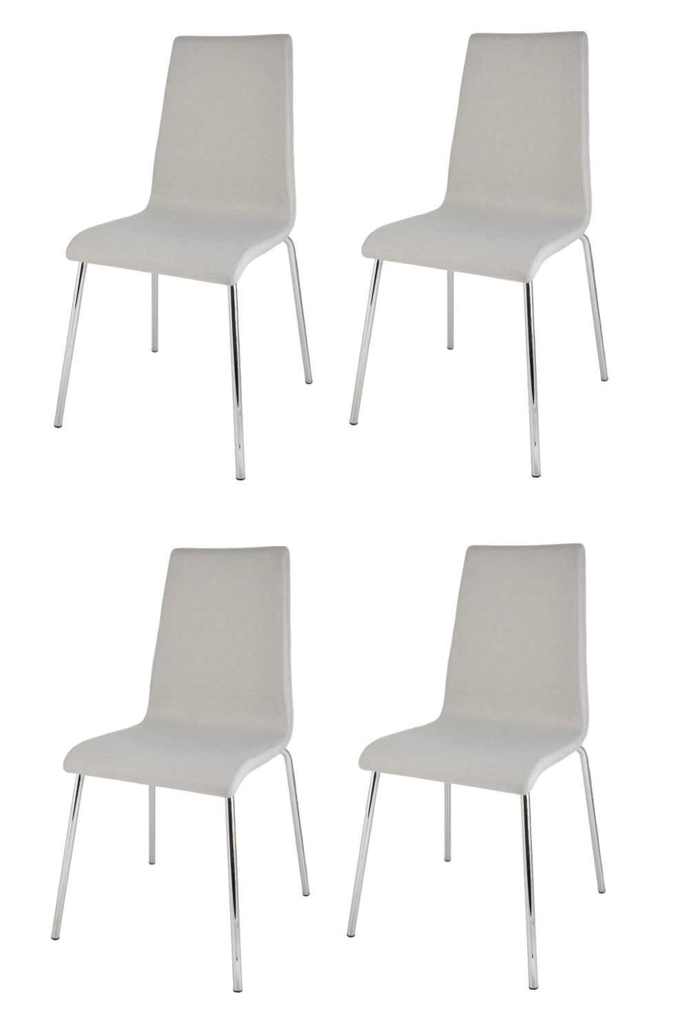 Tommychairs - Set 4 sillas Lisbona con Patas de Acero Cromado y Asiento en Madera Multicapa, tapizado en Tejido Color Gris Perla