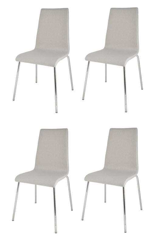Tommychairs - Set 4 sillas Lisbona con Patas de Acero Cromado y Asiento en Madera Multicapa, tapizado en Tejido Color Gris Perla