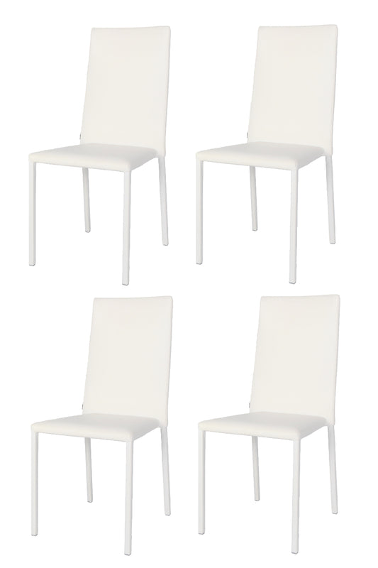 Tommychairs - Set de 4 Sillas apilables de Cocina, Comedor, Bar y Restaurante Modelo Julia, Robusta Estructura de Acero Acolchada y tapizada en Polipiel Blanca