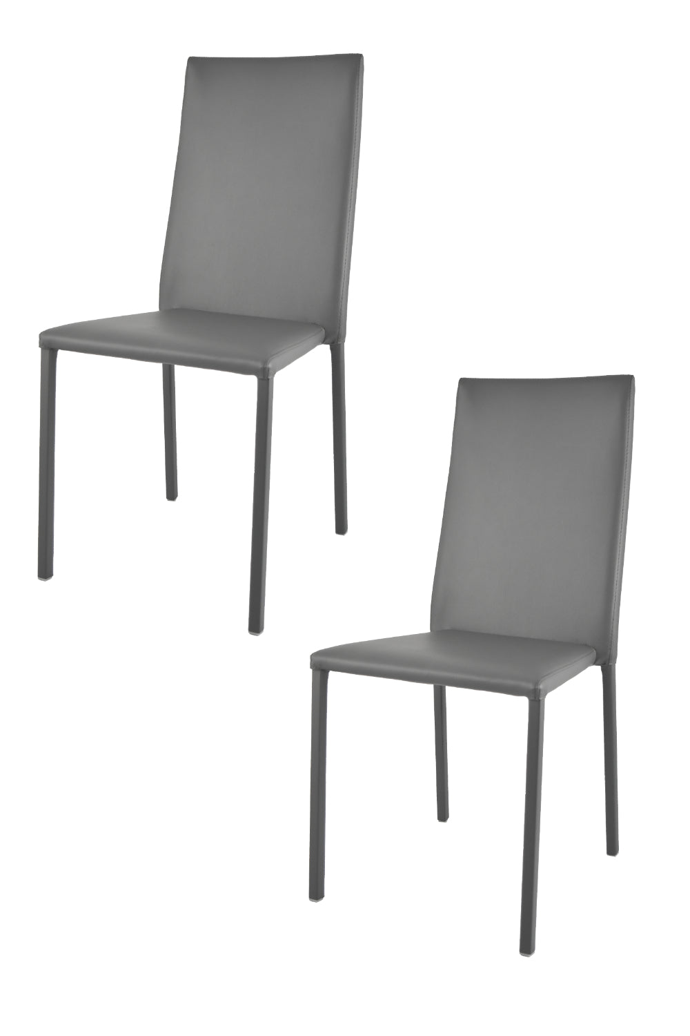 Tommychairs - Set de 2 Sillas apilables de Cocina, Comedor, Bar y Restaurante Modelo Julia, Robusta Estructura de Acero Acolchada y tapizada en Polipiel Gris Oscura