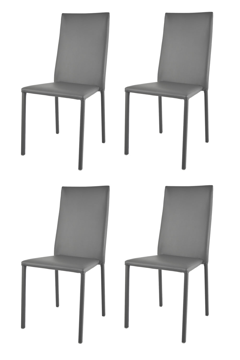 Tommychairs - Set de 4 Sillas apilables de Cocina, Comedor, Bar y Restaurante Modelo Julia, Robusta Estructura de Acero Acolchada y tapizada en Polipiel Gris Oscura