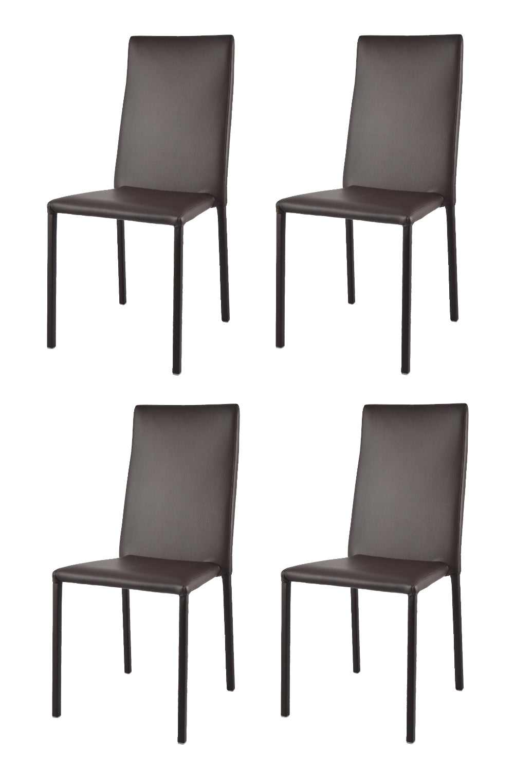 Tommychairs - Set de 4 Sillas apilables de Cocina, Comedor, Bar y Restaurante Modelo Julia, Robusta Estructura de Acero Acolchada y tapizada en Polipiel Moka