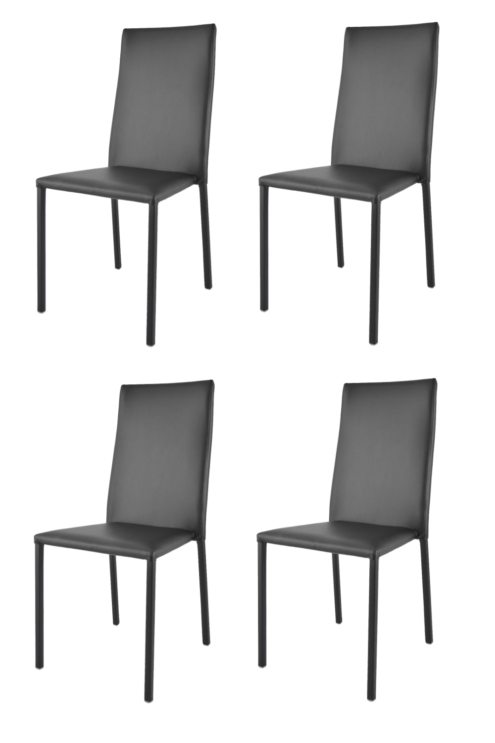 Tommychairs - Set de 4 Sillas apilables de Cocina, Comedor, Bar y Restaurante Modelo Julia, Robusta Estructura de Acero Acolchada y tapizada en Polipiel Negra