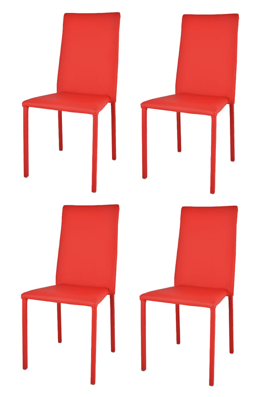 Tommychairs - Set de 4 Sillas apilables de Cocina, Comedor, Bar y Restaurante Modelo Julia, Robusta Estructura de Acero Acolchada y tapizada en Polipiel roja