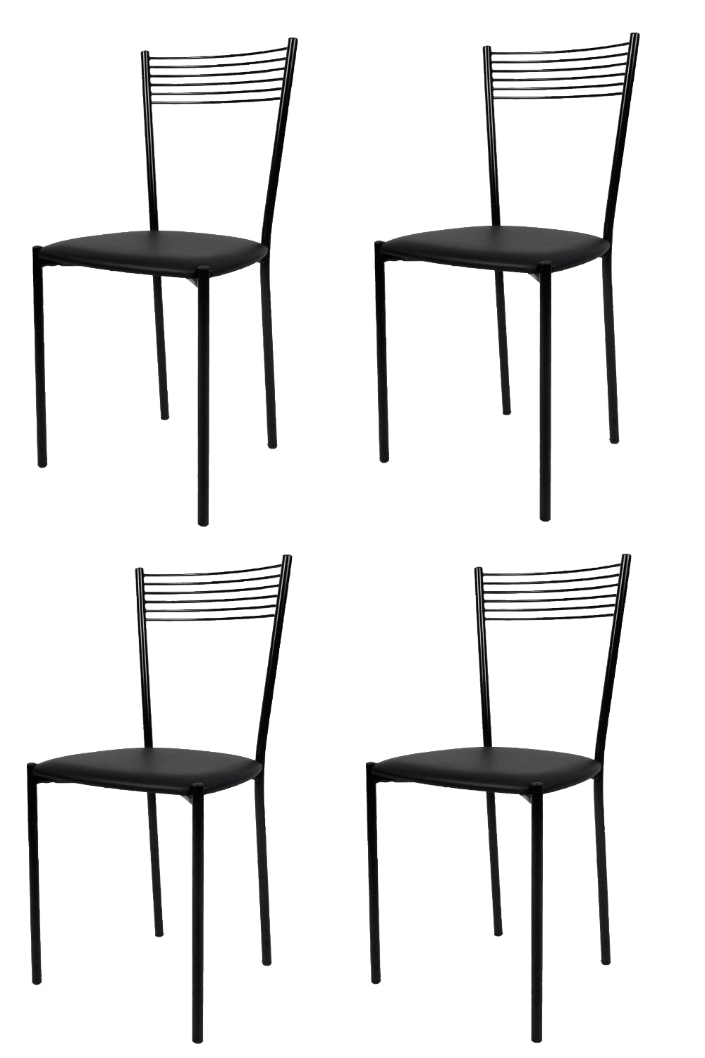 Tommychairs - Set 4 sillas de Cocina, Comedor, Bar y Restaurante Elegance, Estructura en Acero Pintado Negro y Asiento tapizado en Polipiel Color Negro