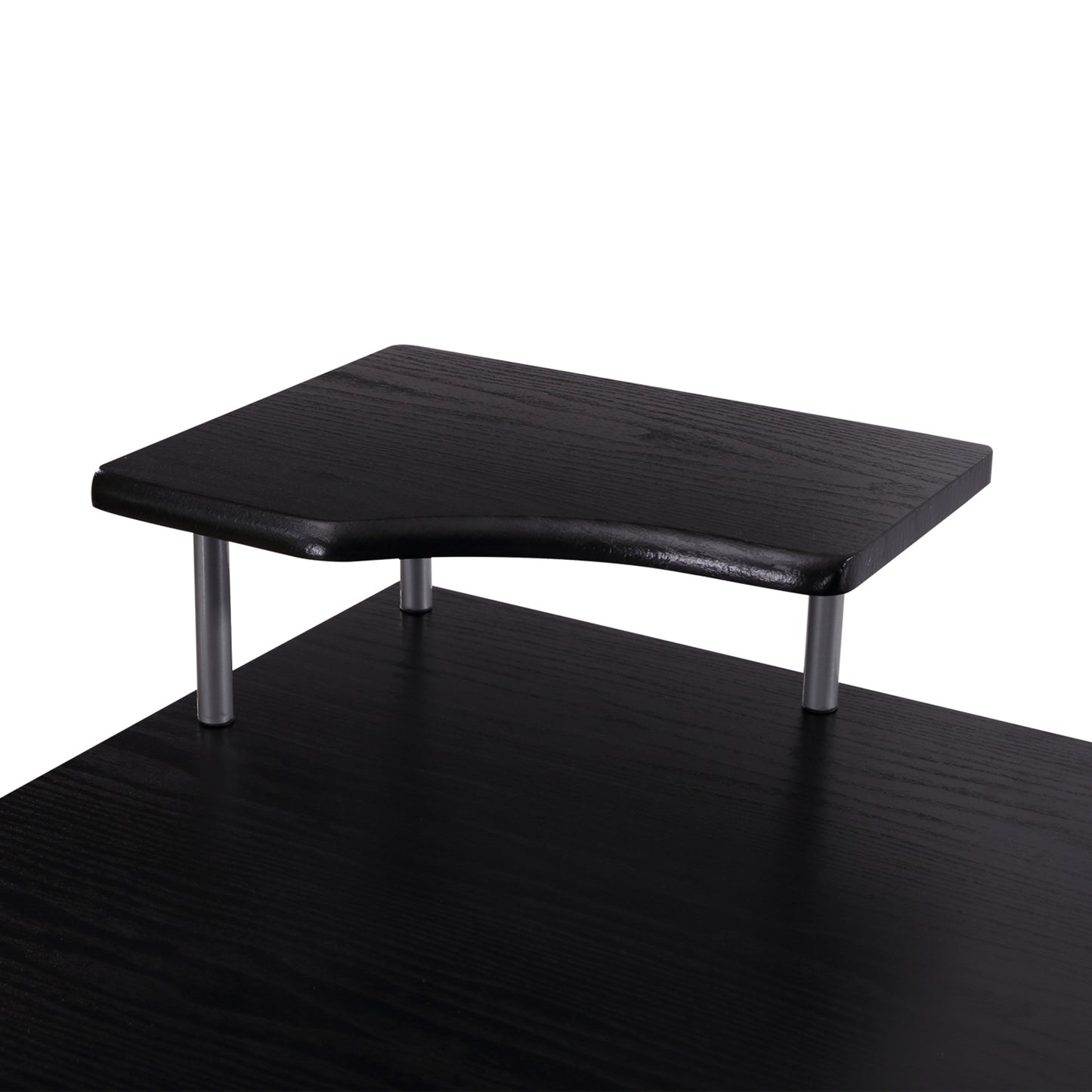 HOMCOM Mesa de Ordenador Mesa de Escritorio con 6 Estantes Cajón Bandeja de Teclado y Soportes para Monitor Impresora para Oficina Estudio 152x60x88 cm Negro