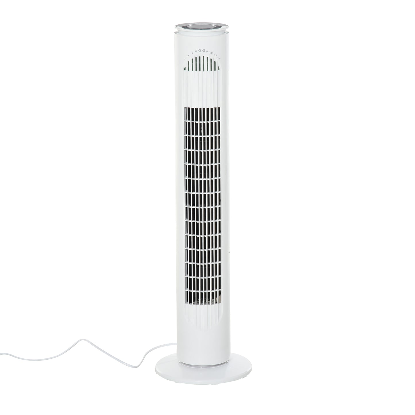 HOMCOM Ventilador de Torre Bajo Consumo con Mando a Distancia o Control Mecánico Temporizador de hasta 10h Oscilación de 70° 3 Velocidades y 3 Modos 45W Ø22x77 cm Blanco