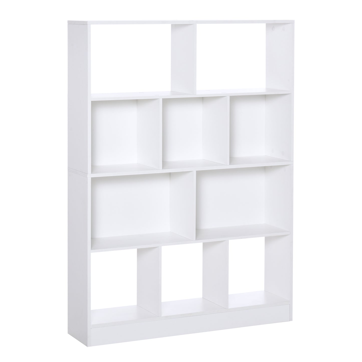 HOMCOM Estantería Librería de 4 Niveles con 10 Compartimentos Estantes de Almacenaje Multiusos para Libros Plantas 100x23,8x140 cm Blanco