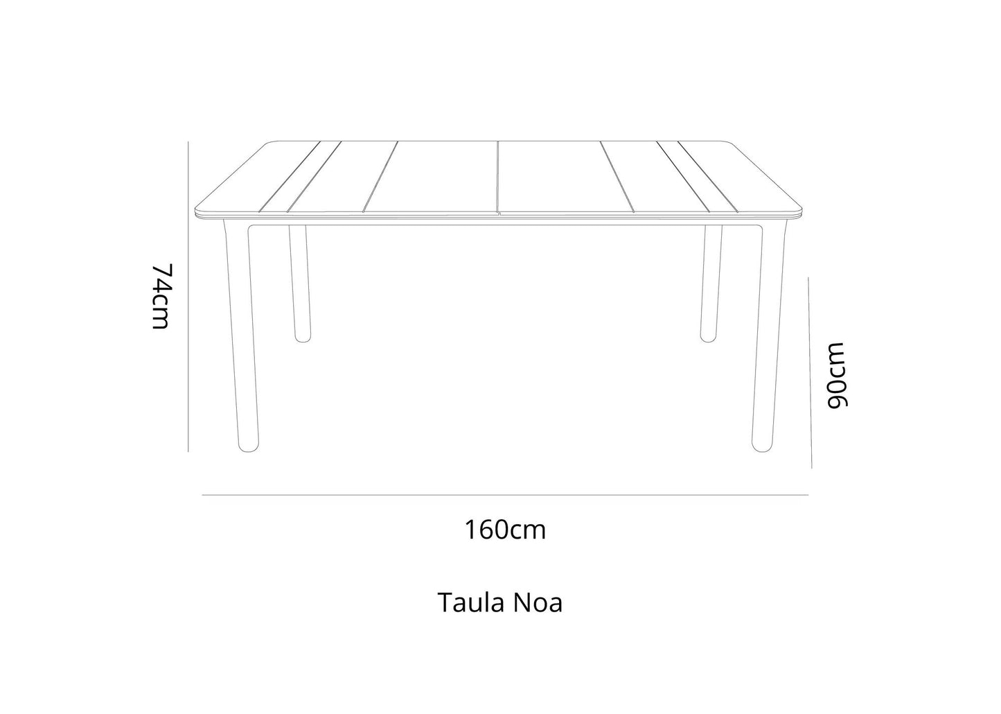 Garbar noa mesa rectangular interior, exterior 160x90 pie blanco - tablero blanco