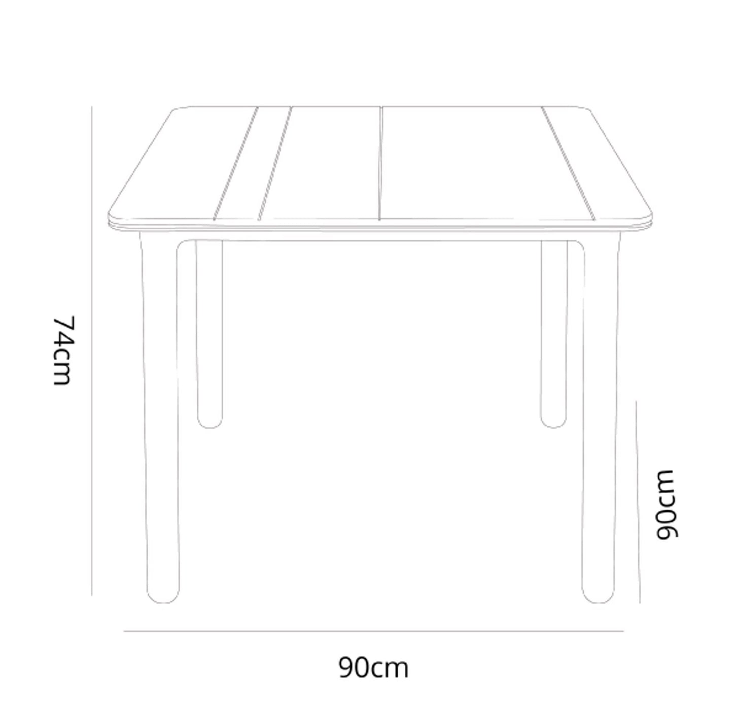 Garbar noa mesa cuadrada interior, exterior 90x90 pie blanco - tablero blanco