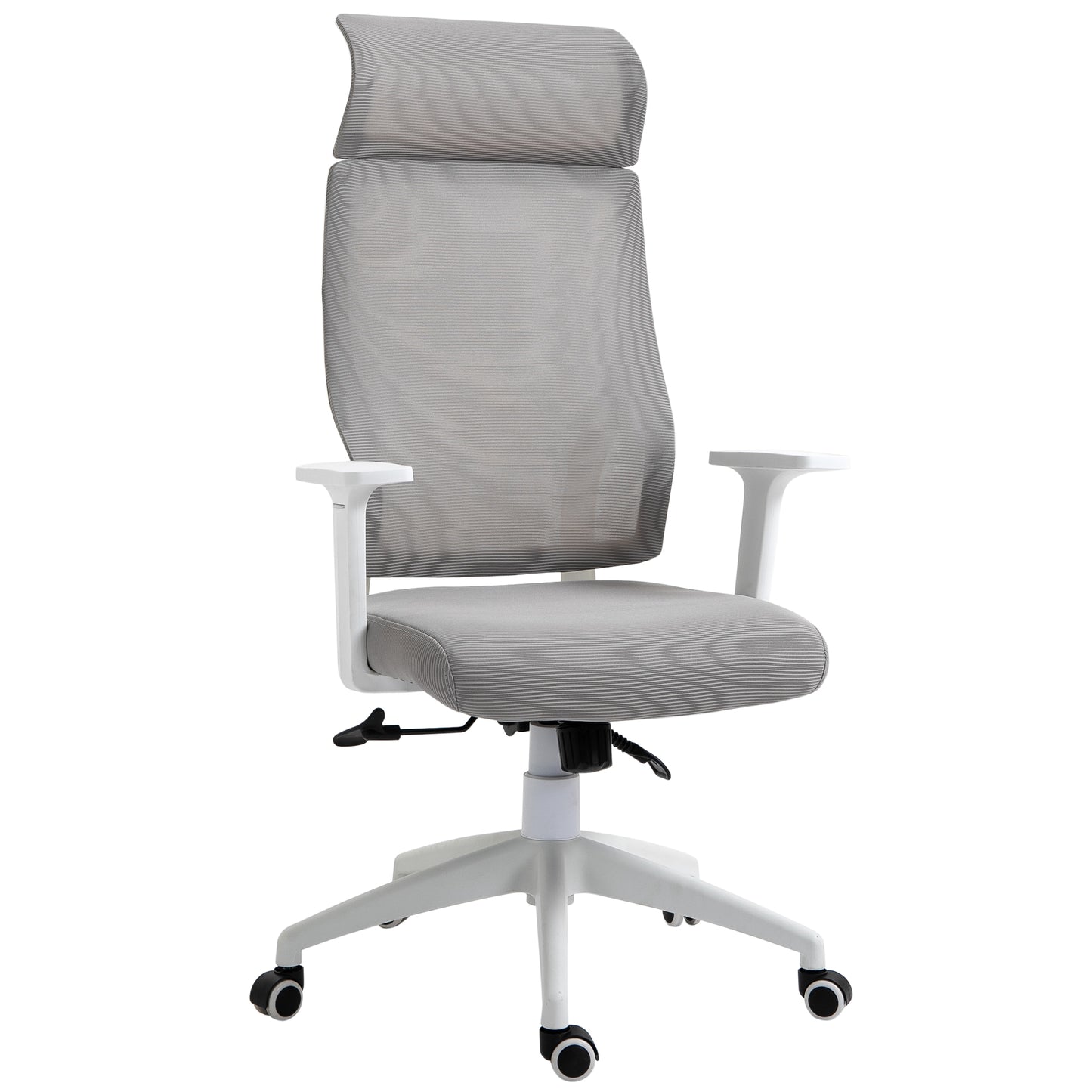 Vinsetto Silla de Oficina Silla de Escritorio Giratoria Ajustable en Altura y Reclinable hasta 120° Bloqueo de Posición 64x61x120,9-128,9 cm Gris