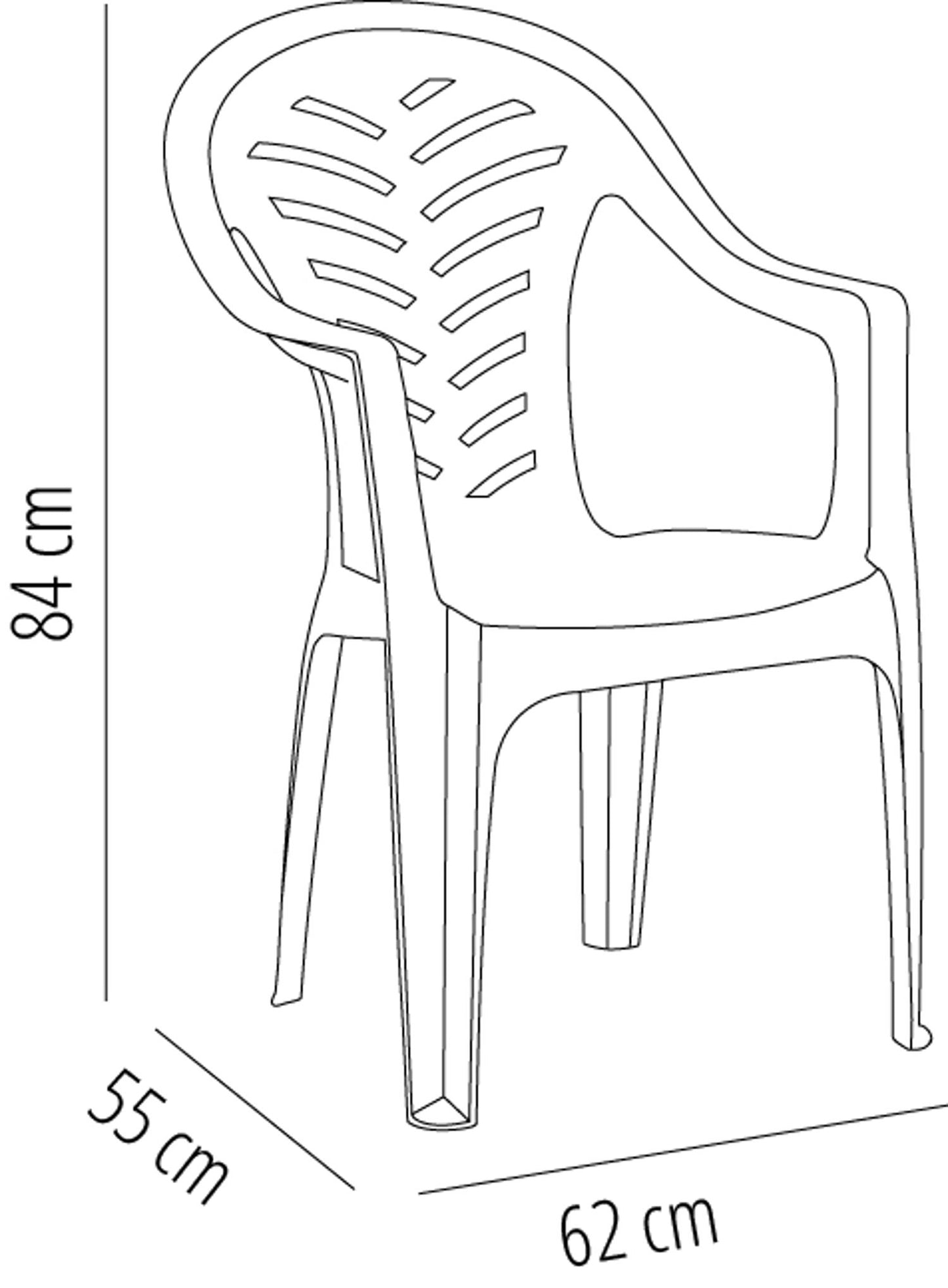 Garbar pals set 4 silla con brazos exterior blanco