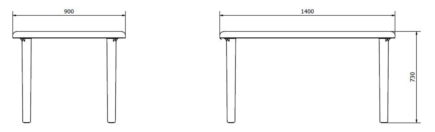 Garbar olot mesa rectangular exterior 140x90 antracita