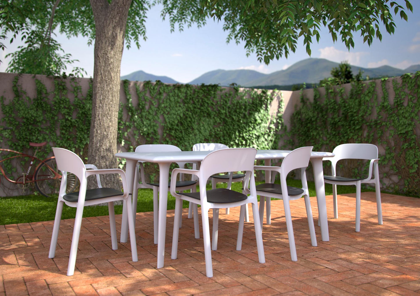 Garbar ona set 4 silla con brazos interior, exterior blanco - blanco