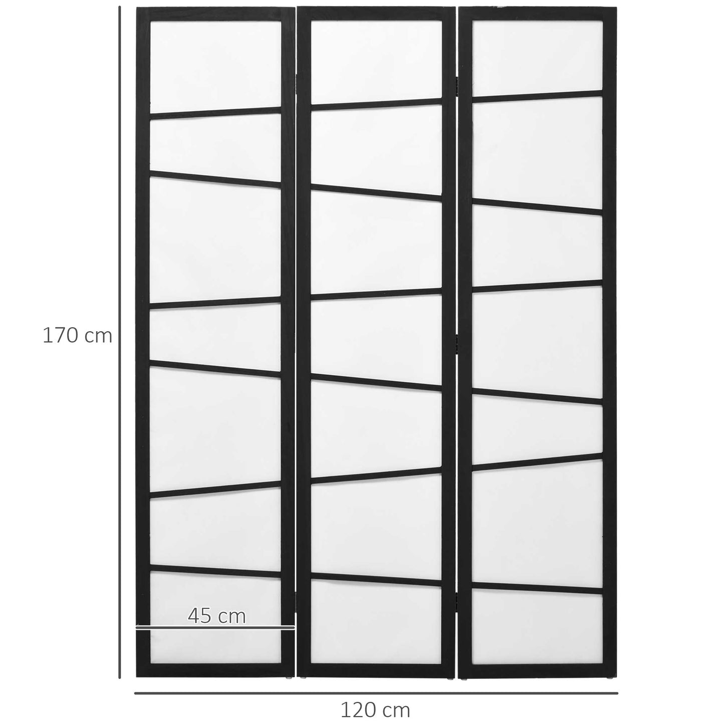 HOMCOM Biombo de 3 Paneles Divisor de Habitación Plegable 120x170 cm Separador de Ambientes de Madera Decoración para Oficina Dormitorio Salón Negro y Blanco