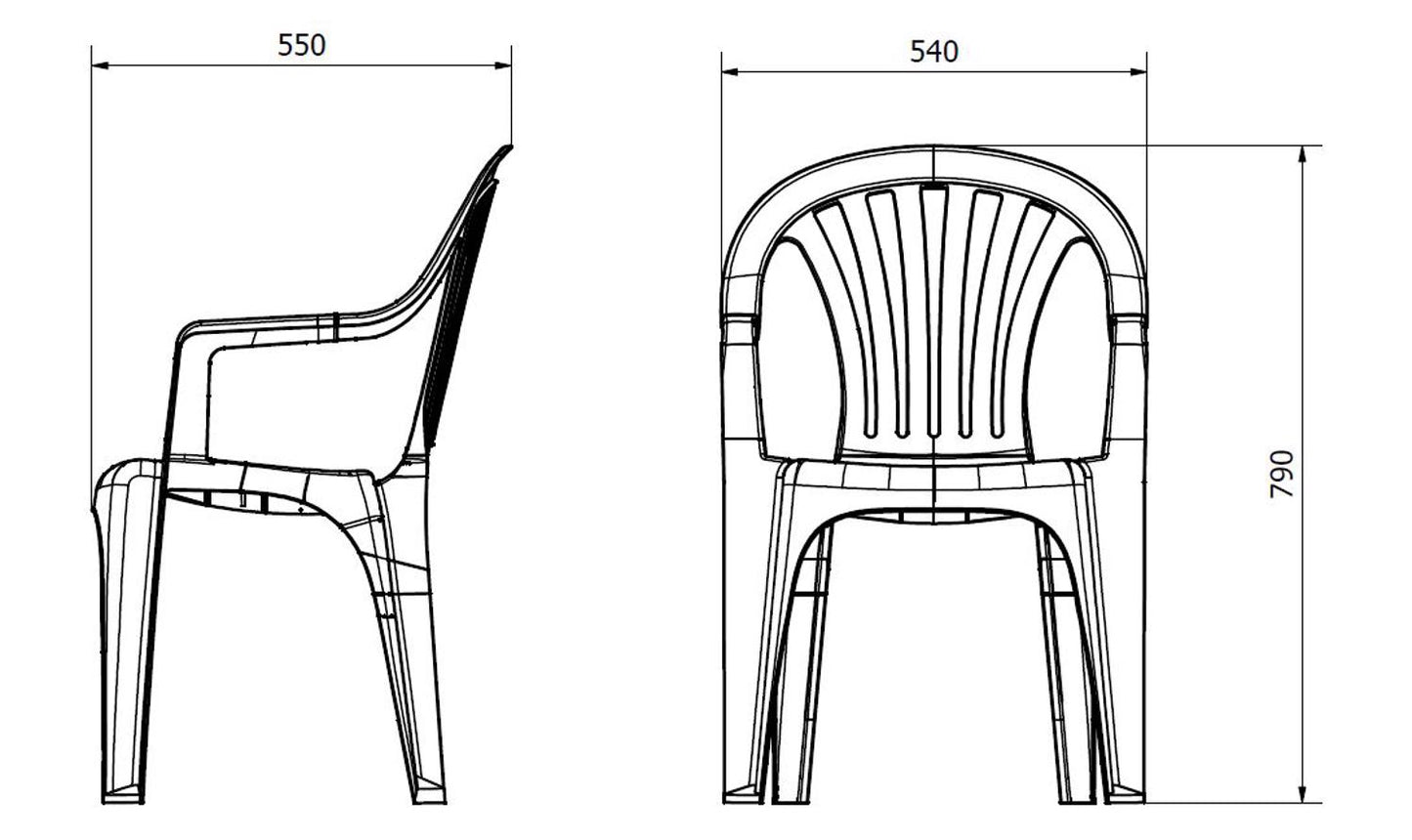 Garbar palma set 4 silla con brazos exterior blanco