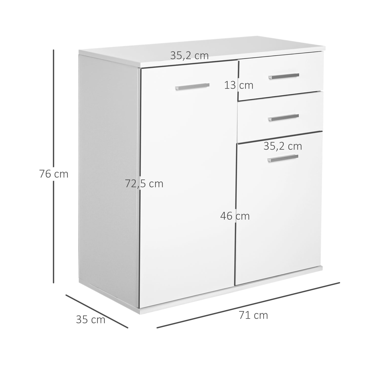 HOMCOM Armario Gabinete Consola Aparador Buffet Mueble Organizador de Almacenaje Multiusos de Comedor Salón con Puertas y Cajones 71x35x76cm