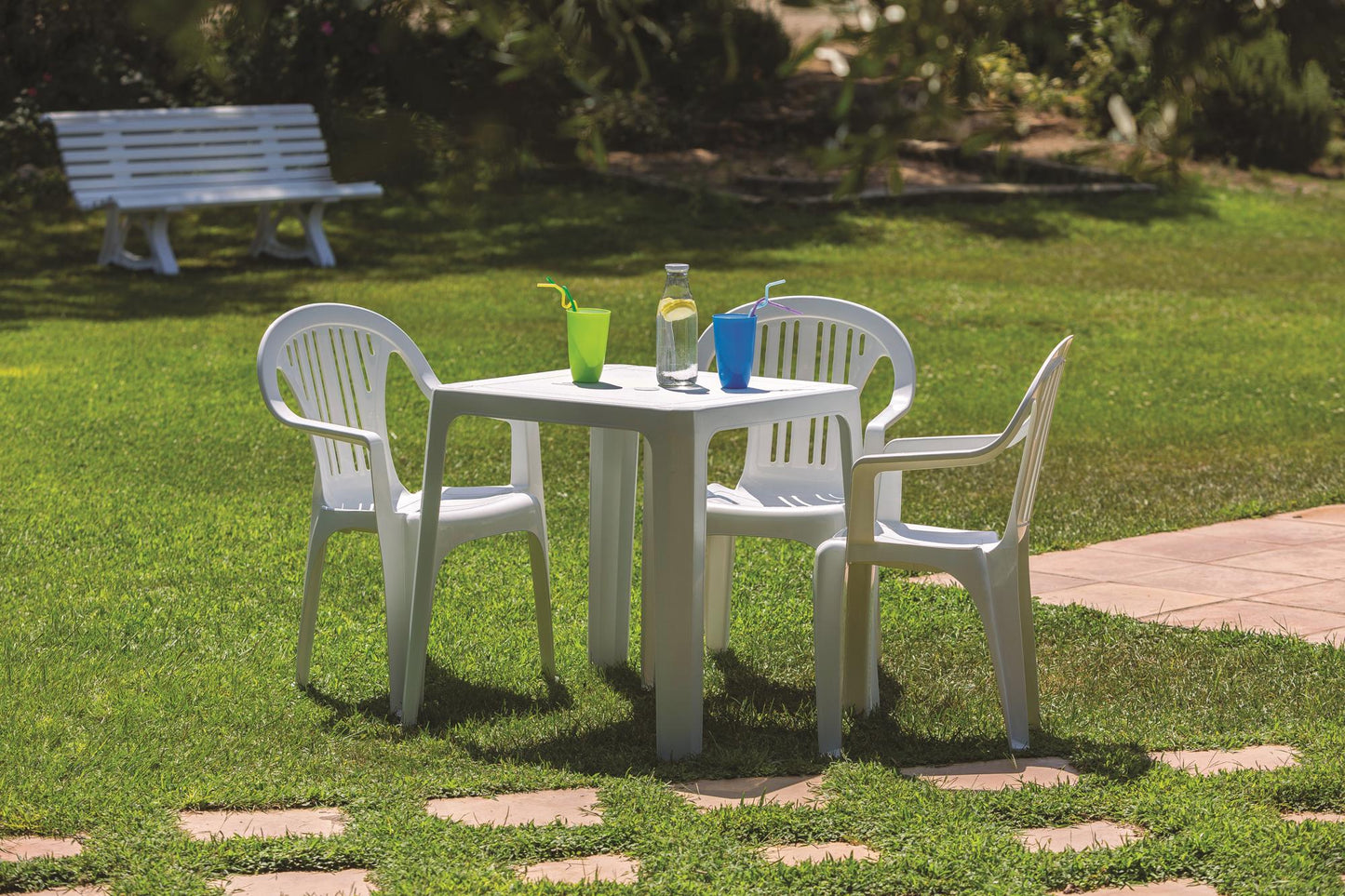 Garbar port set 4 silla con brazos exterior blanco