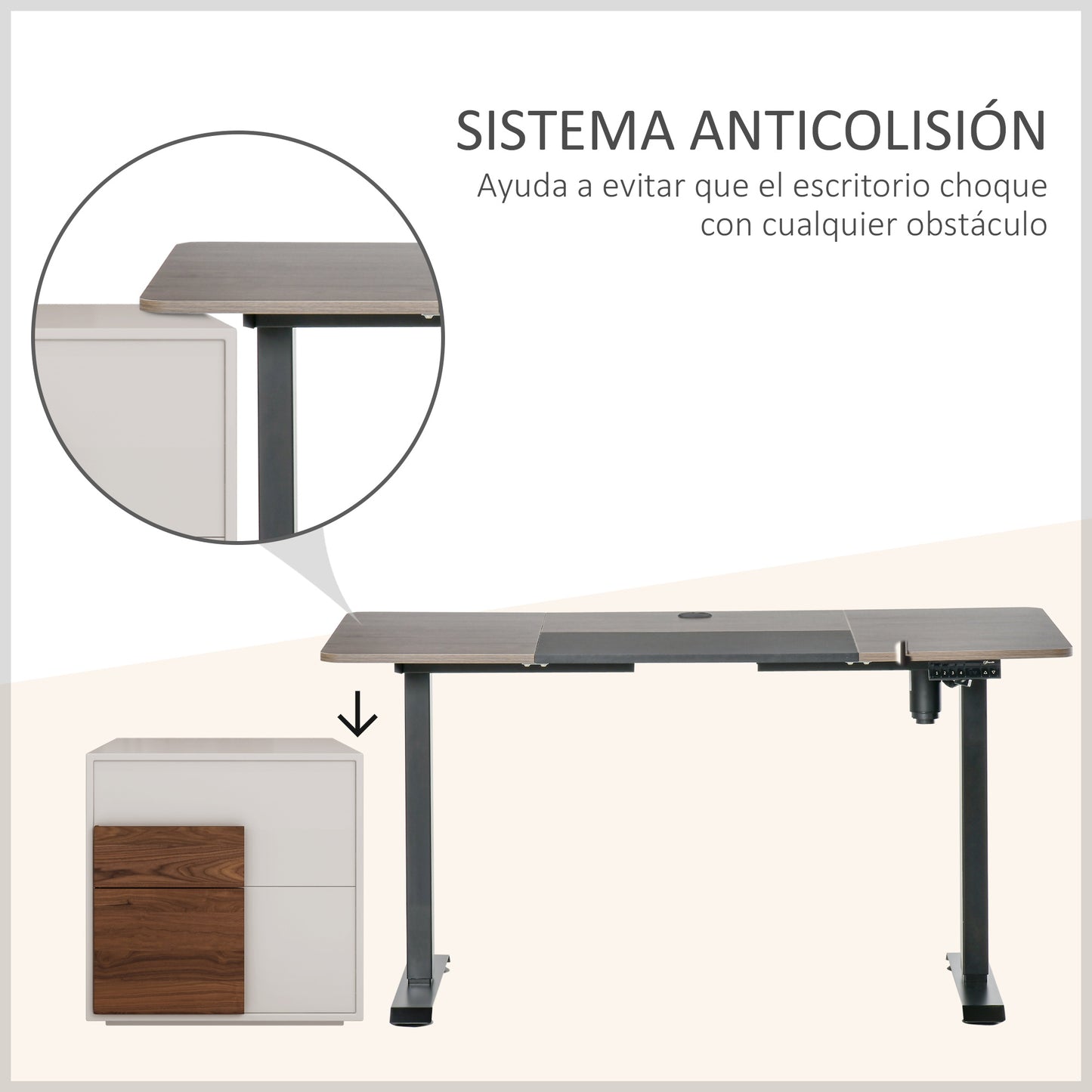 Vinsetto Escritorio de Pie Soporte de Escritorio con Altura Ajustable y 4 Teclas de Memoria para Oficina Hogar 140x70x72-116 cm Negro y Madera Natural