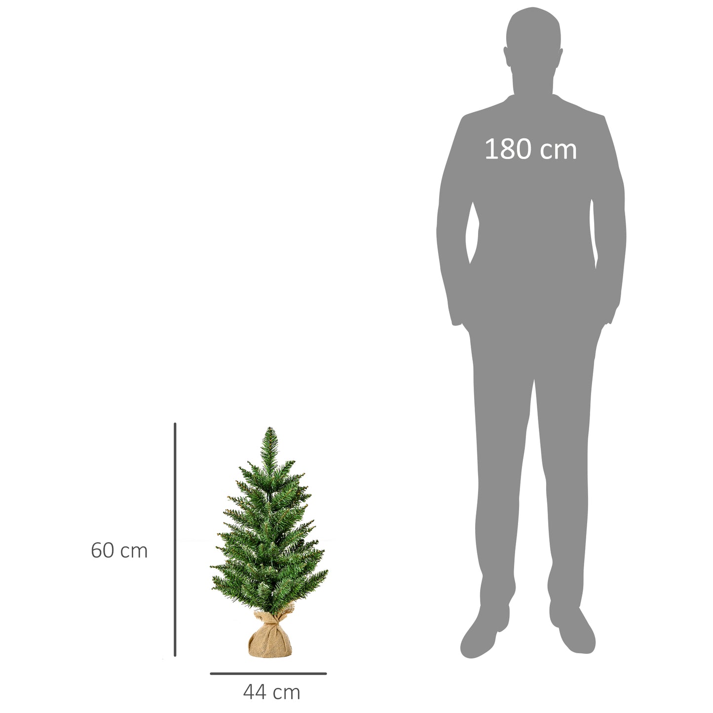 HOMCOM Árbol de Navidad Artificial Pequeño de 60 cm Altura con 70 Ramas Base de Tela Mini Árbol Navideño Realista para Interior Verde