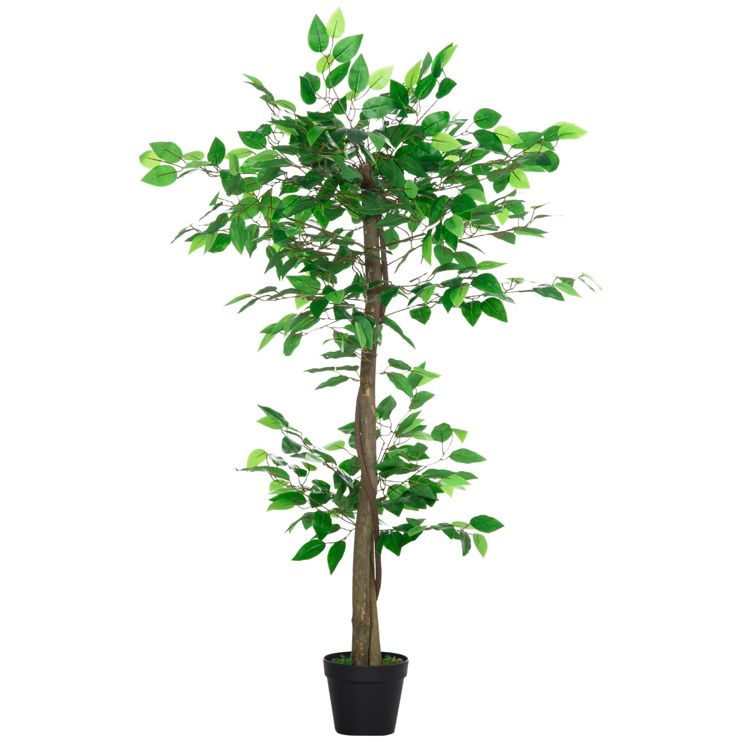 Outsunny Árbol de Té Artificial 120 cm Planta Artificial con 546 Hojas Musgo y Maceta Planta Artificial Decorativa para Interior y Exterior Hogar Salón Oficina Verde