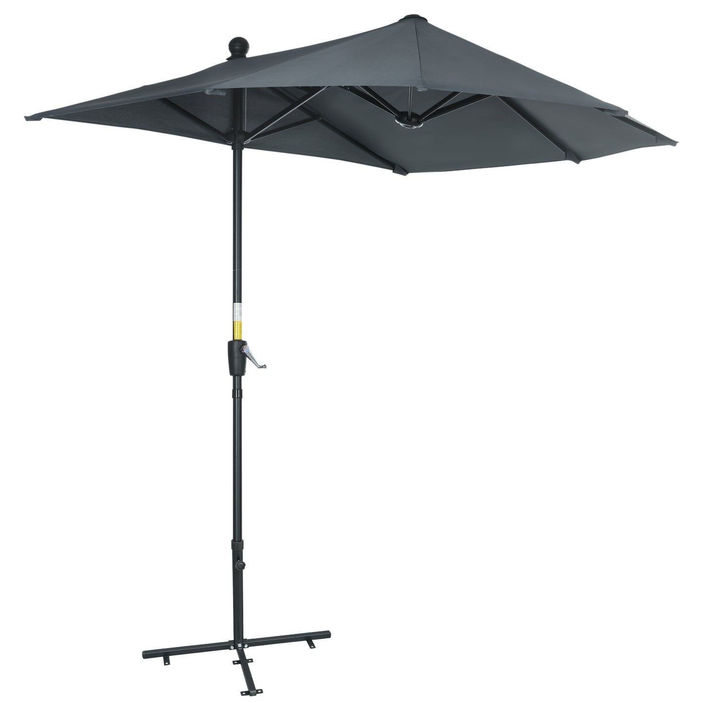 Outsunny Sombrilla de Pared de Jardín 200x190x240 cm Parasol de Terraza con Manivela Poste de Acero y Base Cruzada Anti-UV para Terraza Balcón Gris