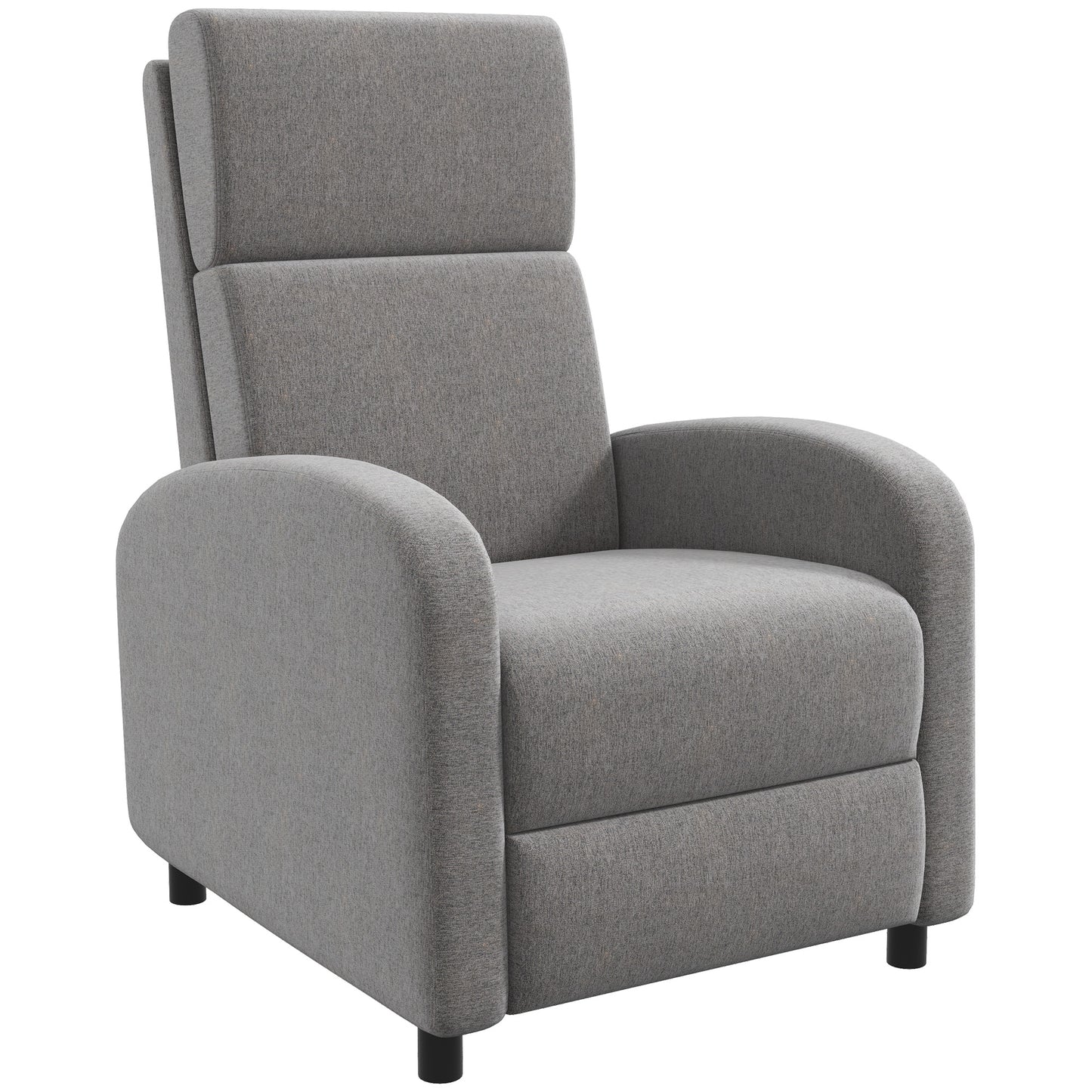 HOMCOM Sillón Relax Reclinable Manual Sillón Relax Tapizado en Lino Sintético con Reposapiés Carga 120 kg Sillón Reclinable para Dormitorio Oficina Gris