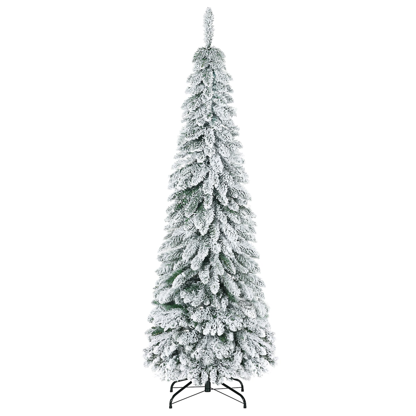 HOMCOM Árbol de Navidad Artificial 180 cm Árbol de Navidad Nevado con 523 Ramas Soporte de Acero Plegable Decoración para Hogar Fiestas Verde