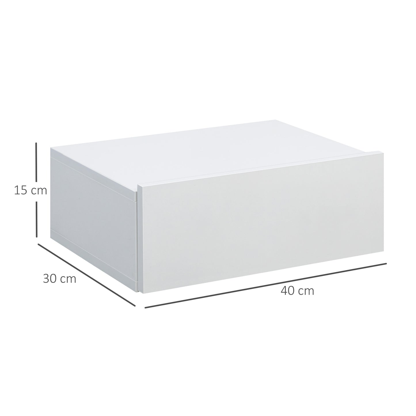 HOMCOM Set de 2 Mesitas de Noche Flotantes con 1 Cajón Diseño Montado en la Pared Estilo Moderno para Dormitorio 40x30x15 cm Blanco