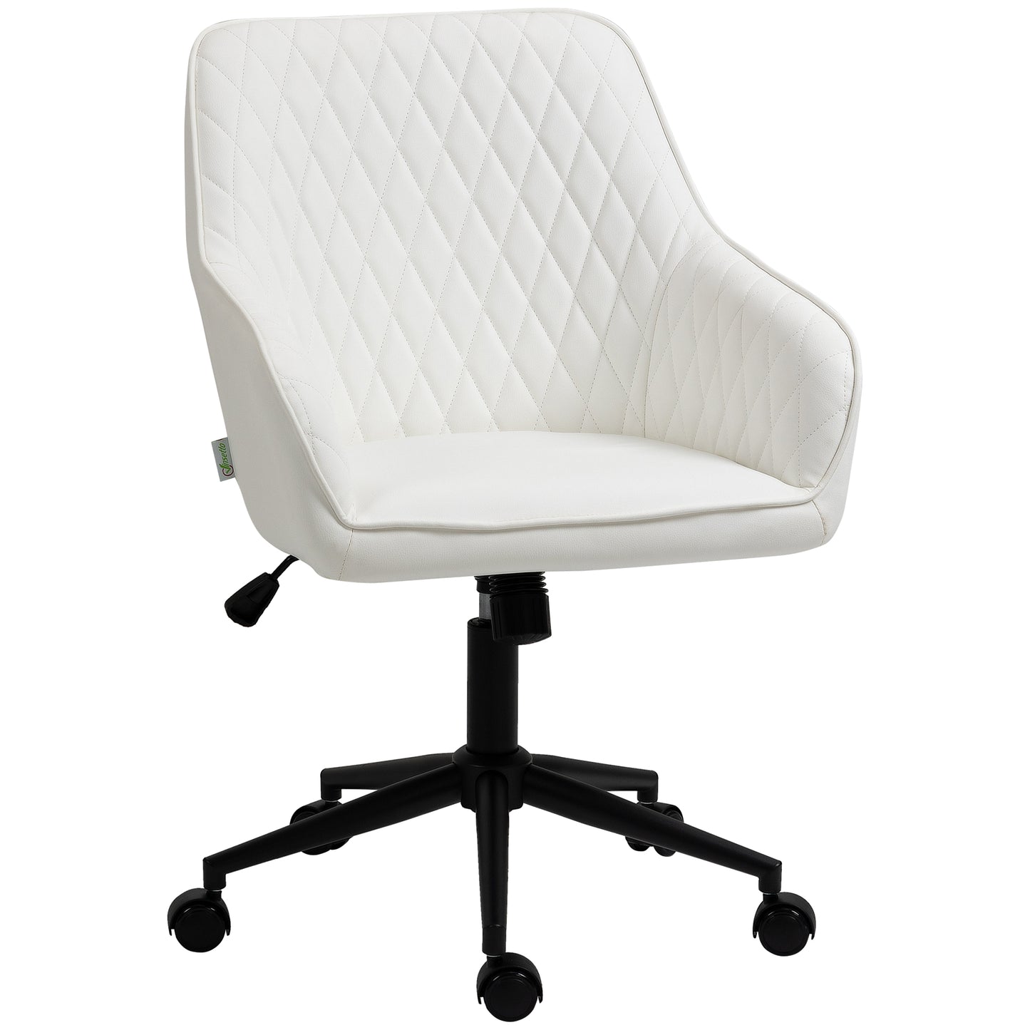 Vinsetto Silla de Oficina Ergonómica Silla de Escritorio Giratoria de Cuero PU con Altura Ajustable y Función de Inclinación para Salón Dormitorio Estudio 59x60x90-100 cm Blanco