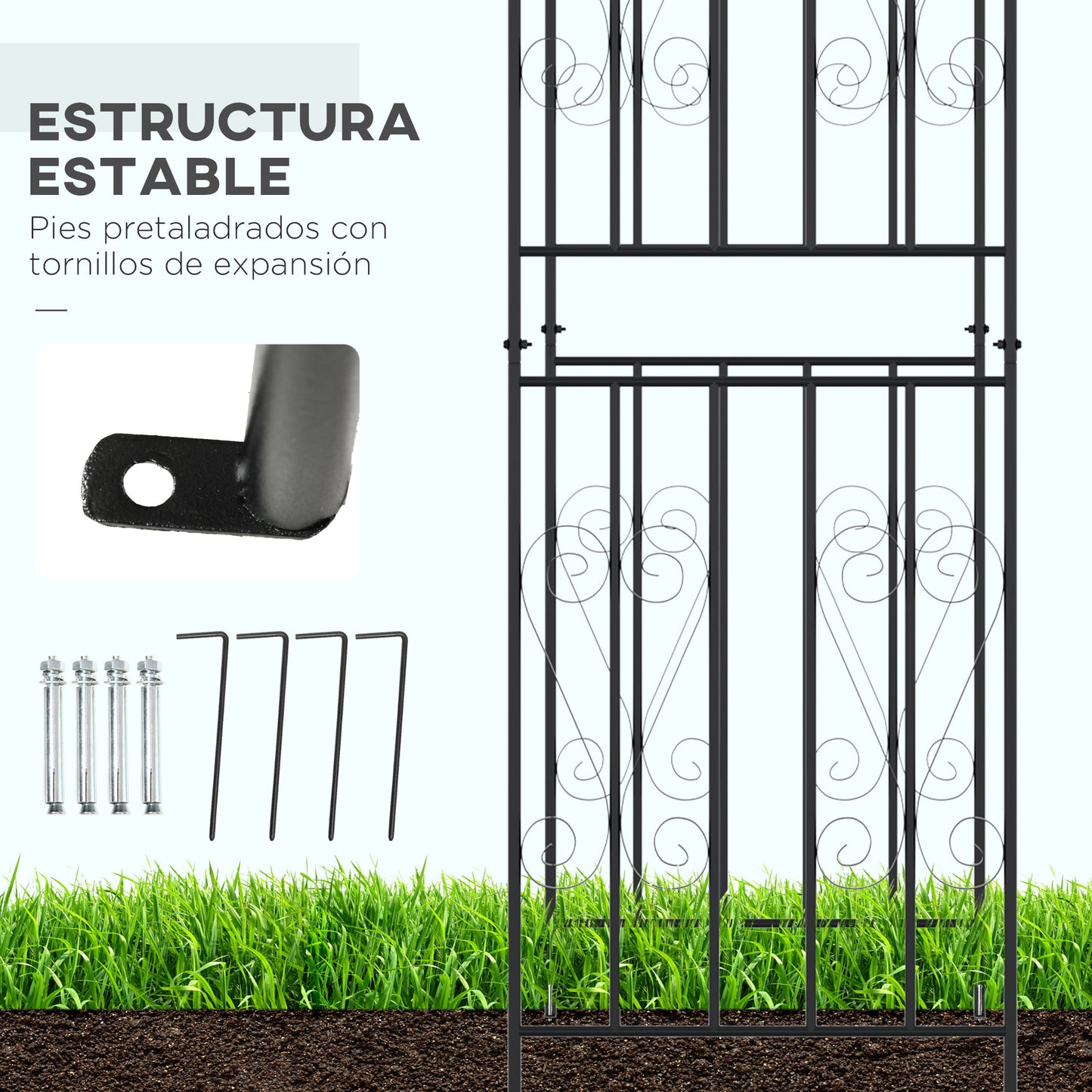 Outsunny Arco de Jardín de Metal Arco de Rosas Arco de Boda Diseño Enrejado para Plantas Trepaderas Enredaderas Exterior Patio Terraza 140x60x265 cm Negro