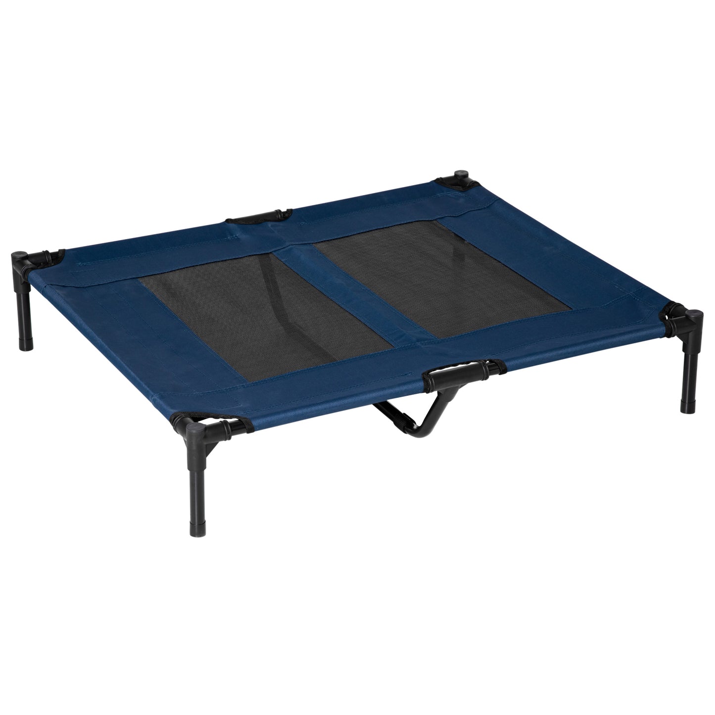 PawHut Cama Elevada para Perros Gatos Portátil Cama para Mascotas con Zona de Malla Transpirable y Tela Oxford para Interior Exterior 91,5x76,2x18 cm Azul