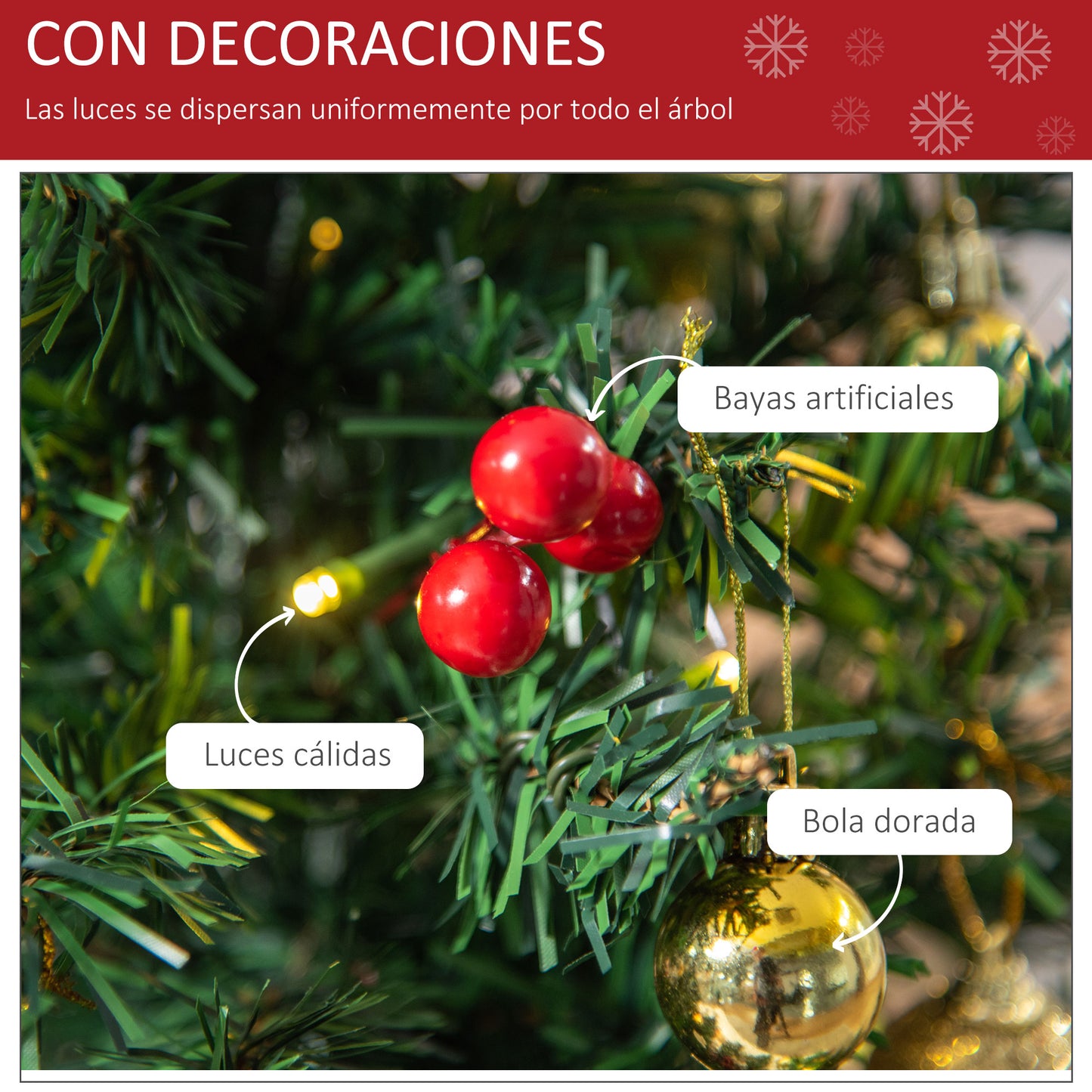 HOMCOM Mini Árbol de Navidad 60cm Artificial Árbol de Pino Decoración Navideña con Soporte Metálico 73 Ramas Verde PVC