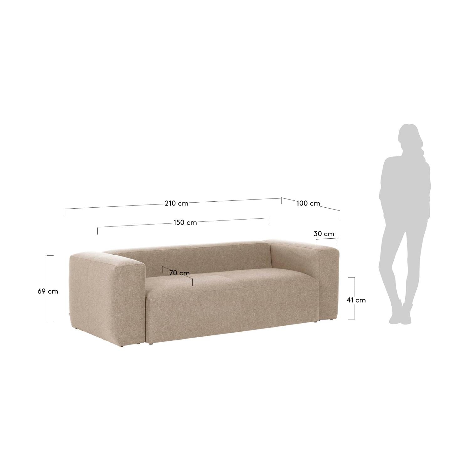 Sofá Blok 2 plazas beige 210 cm