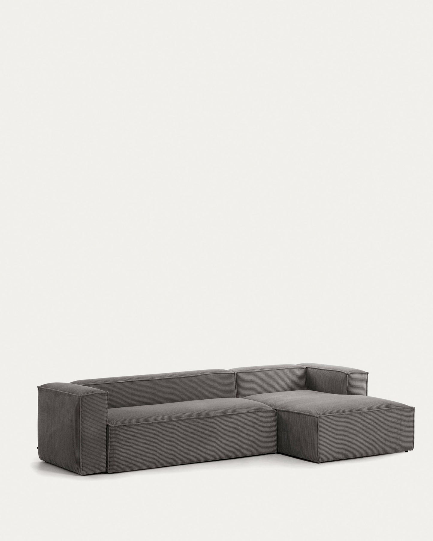 Sofá Blok 4 plazas chaise longue derecho pana gruesa gris 330 cm