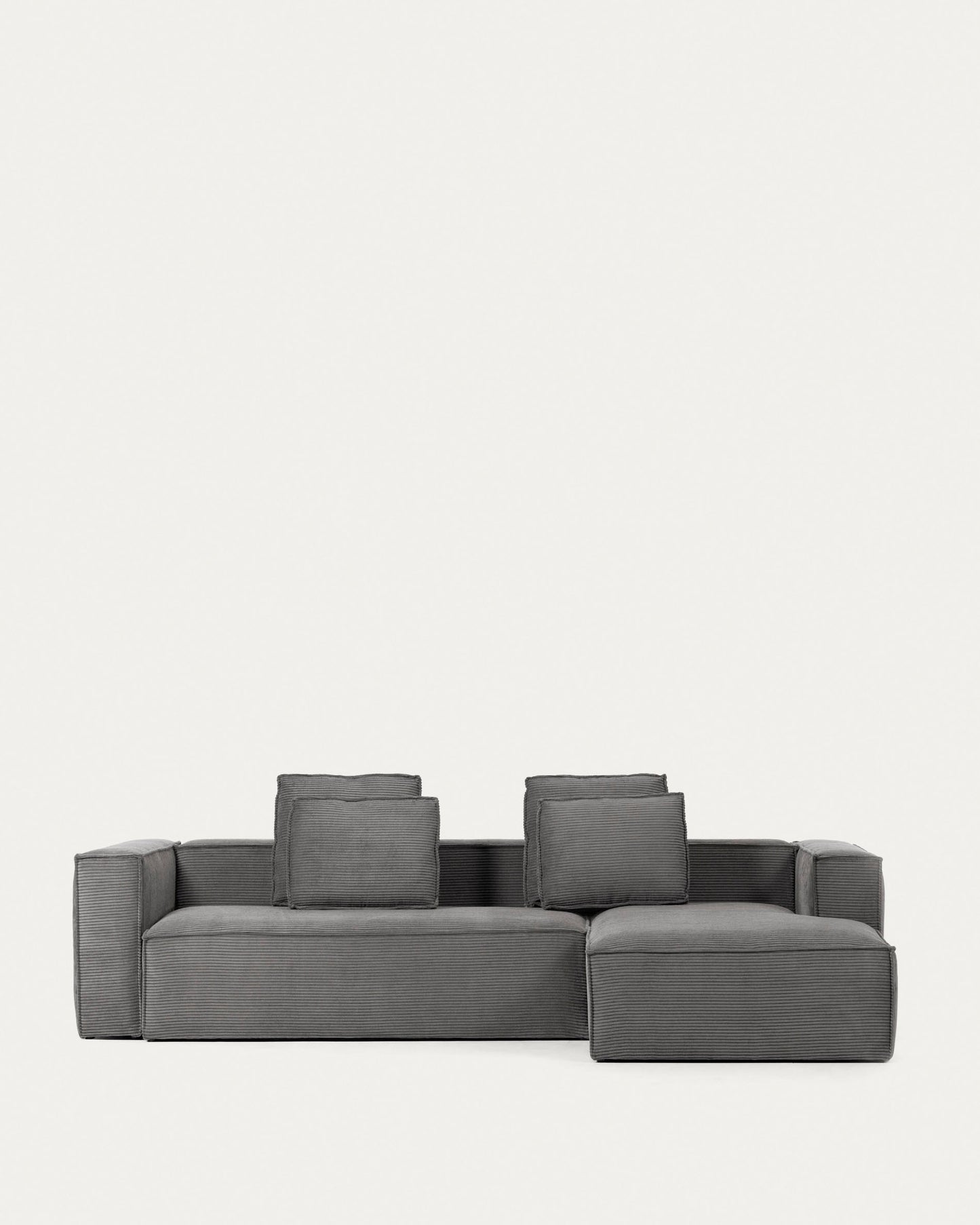 Sofá Blok 4 plazas chaise longue derecho pana gruesa gris 330 cm