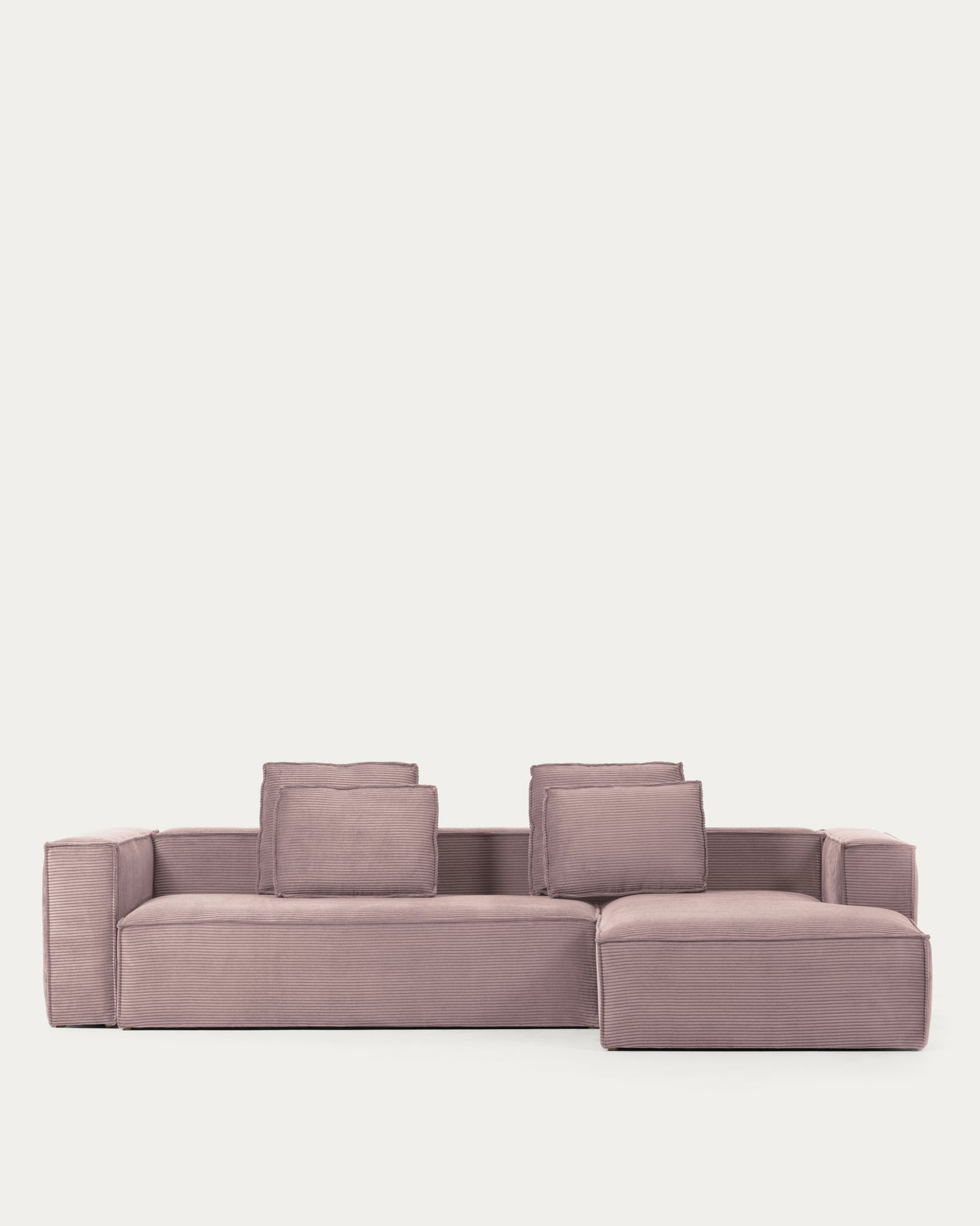 Sofá Blok 4 plazas chaise longue derecho pana gruesa rosa 330 cm