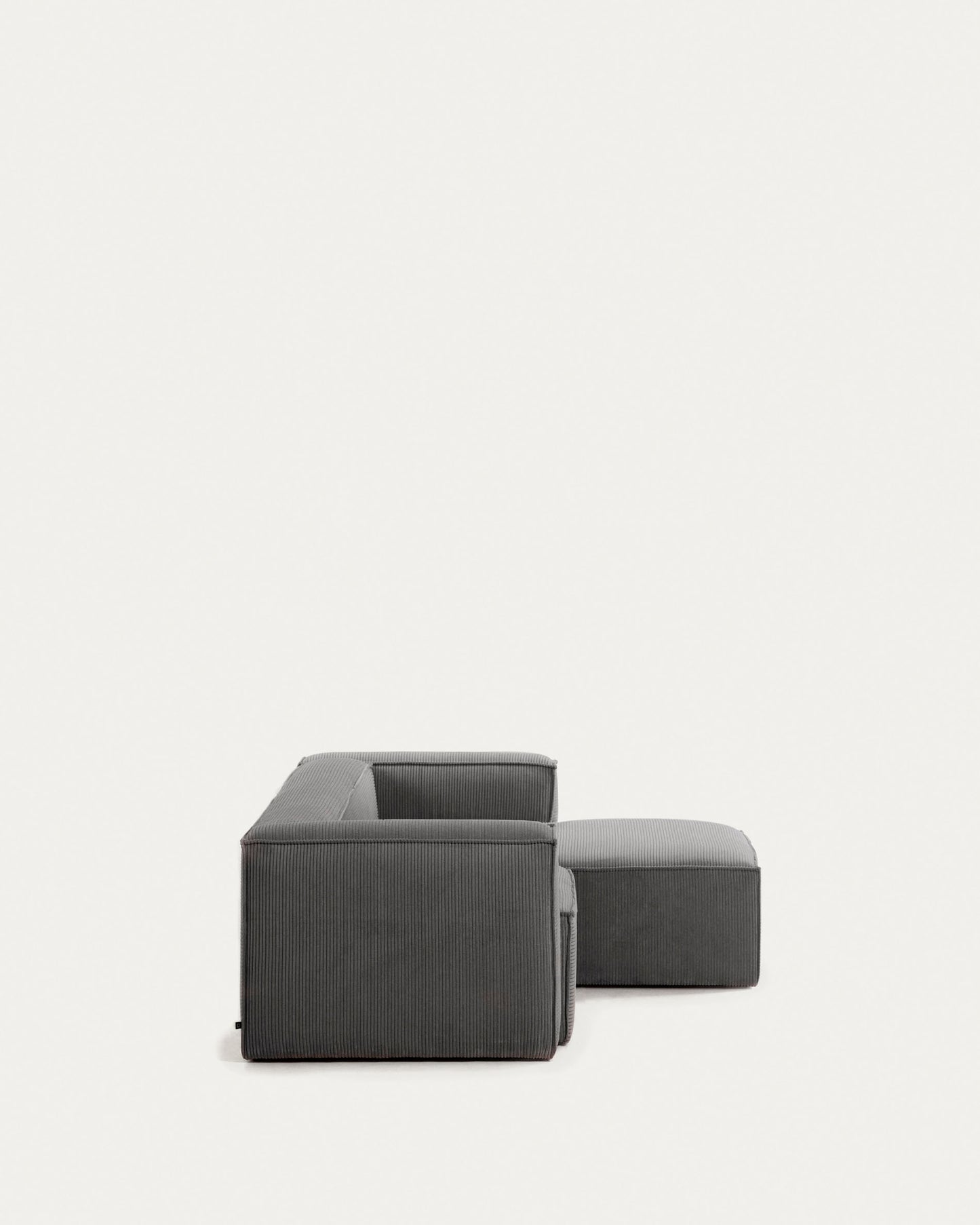 Sofá Blok 2 plazas chaise longue derecho pana gruesa gris 240 cm