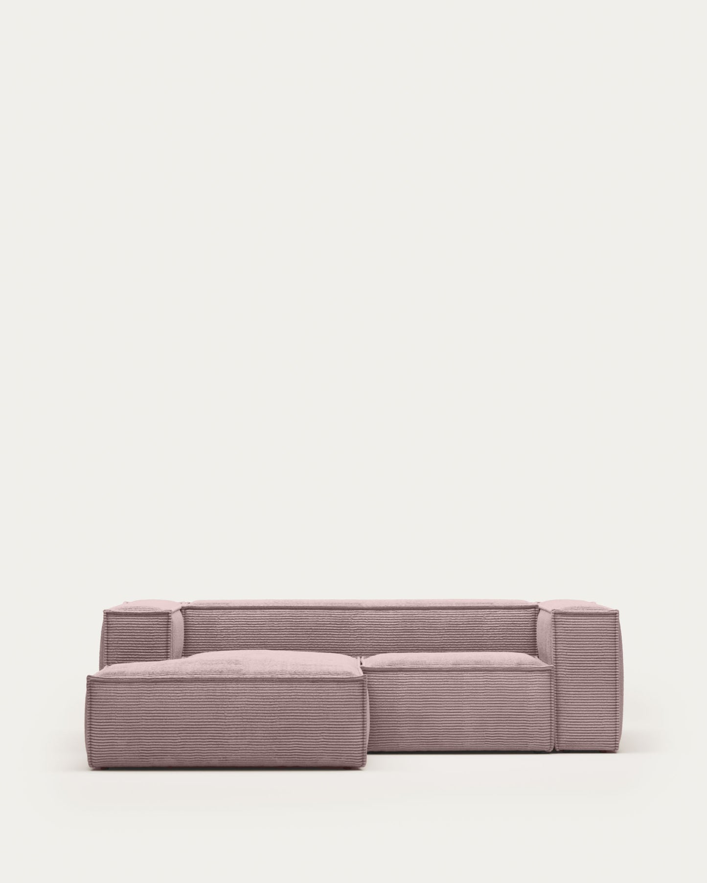 Sofá Blok 2 plazas chaise longue izquierdo pana gruesa rosa 240 cm