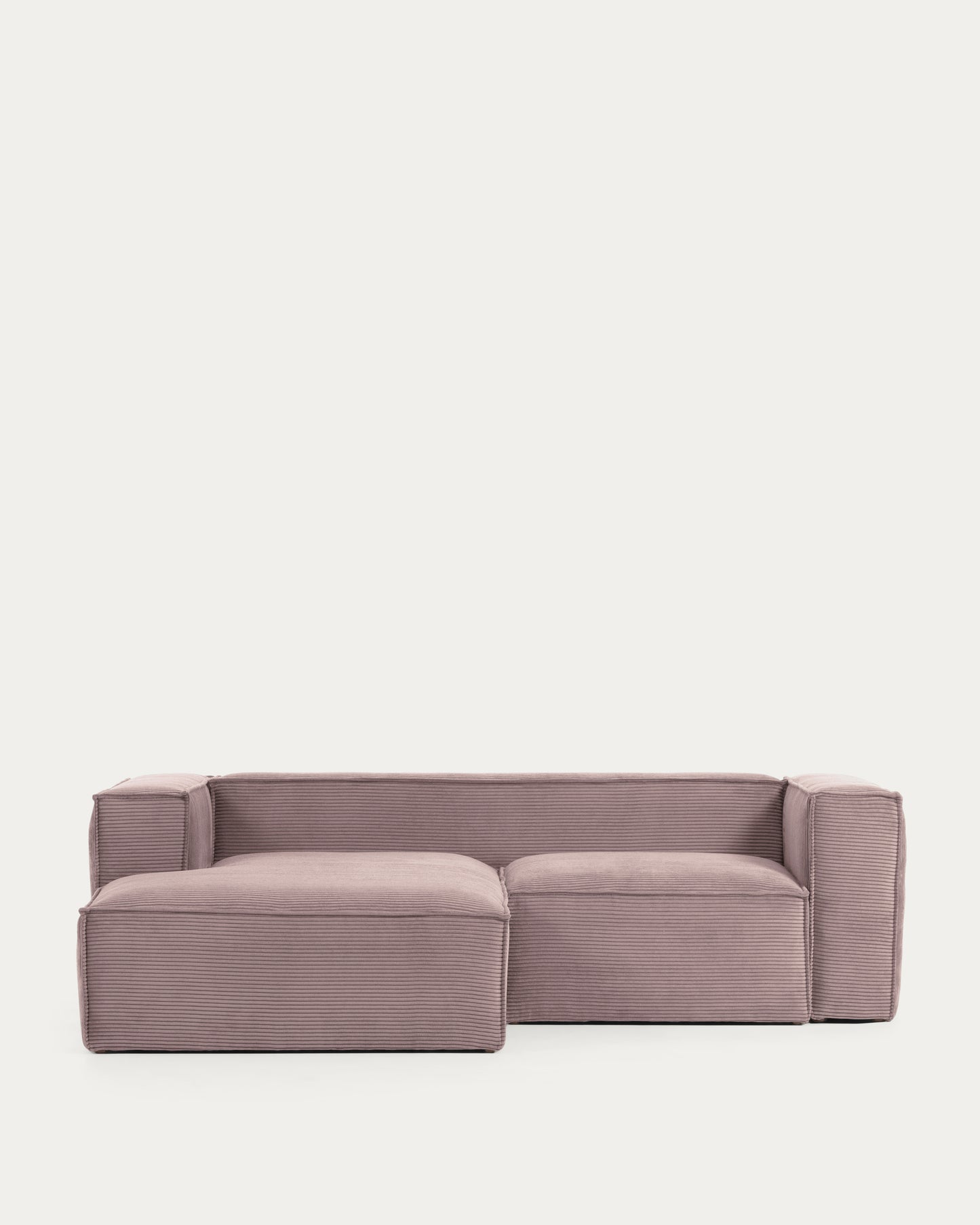 Sofá Blok 2 plazas chaise longue izquierdo pana gruesa rosa 240 cm