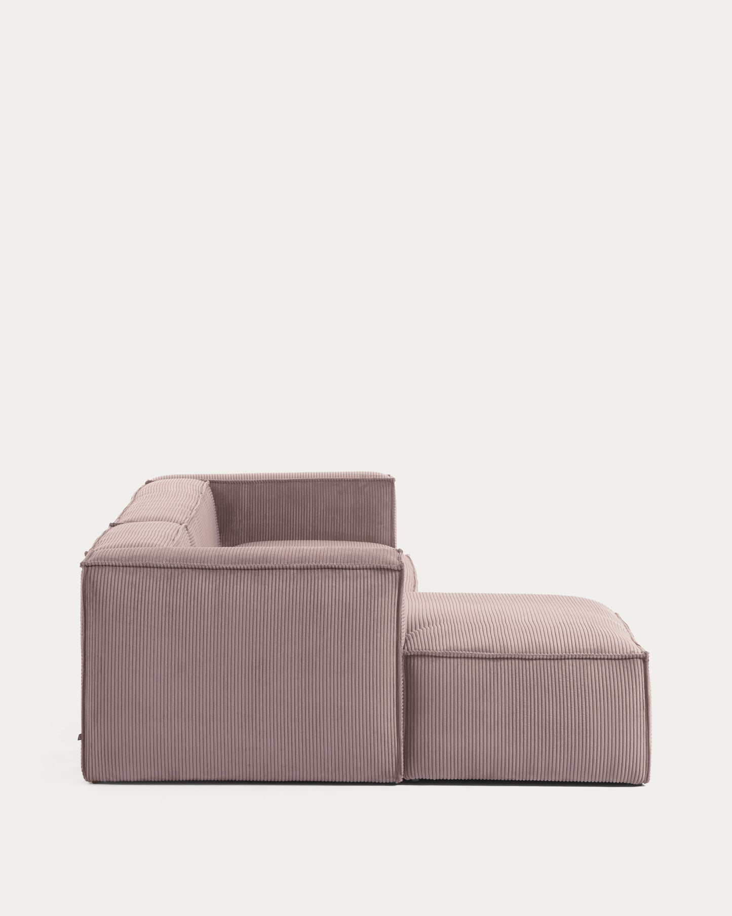 Sofá Blok 2 plazas chaise longue izquierdo pana gruesa rosa 240 cm