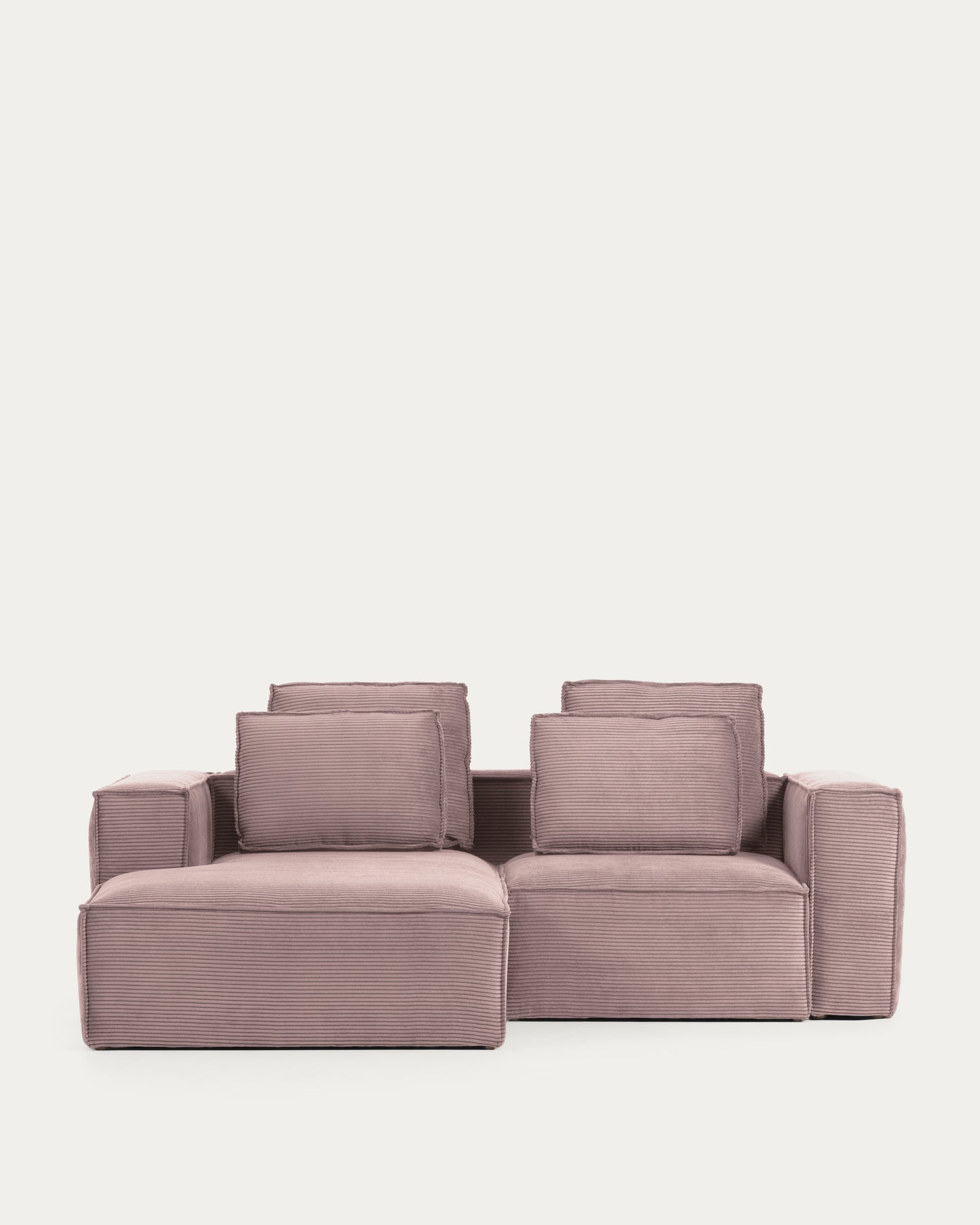 Sofá Blok 2 plazas chaise longue izquierdo pana gruesa rosa 240 cm