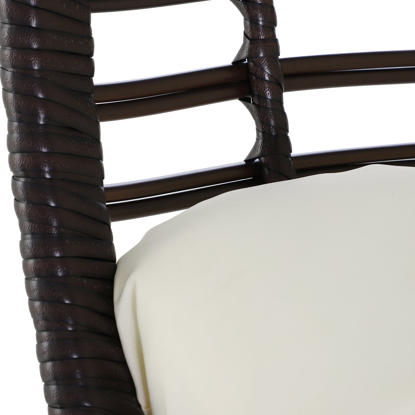 Outsunny Sillón de Ratán Balcón en Forma de Lágrima Sillón de Jardín con Cojín Acolchado de Algodón PP Estilo Moderno para Exterior e Interior Carga 160 kg 101x89x156 cm Marrón y Crema