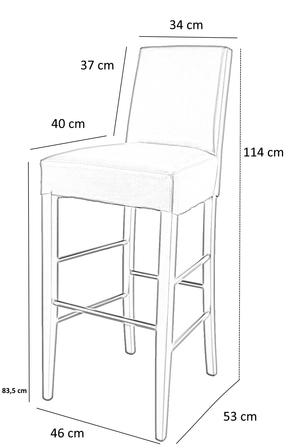 Tommychairs - Set 2 taburetes Altos de Cocina y Bar Luisa, con Estructura en Madera de Haya Pintada de Negro y Asiento tapizado en Polipiel Negra