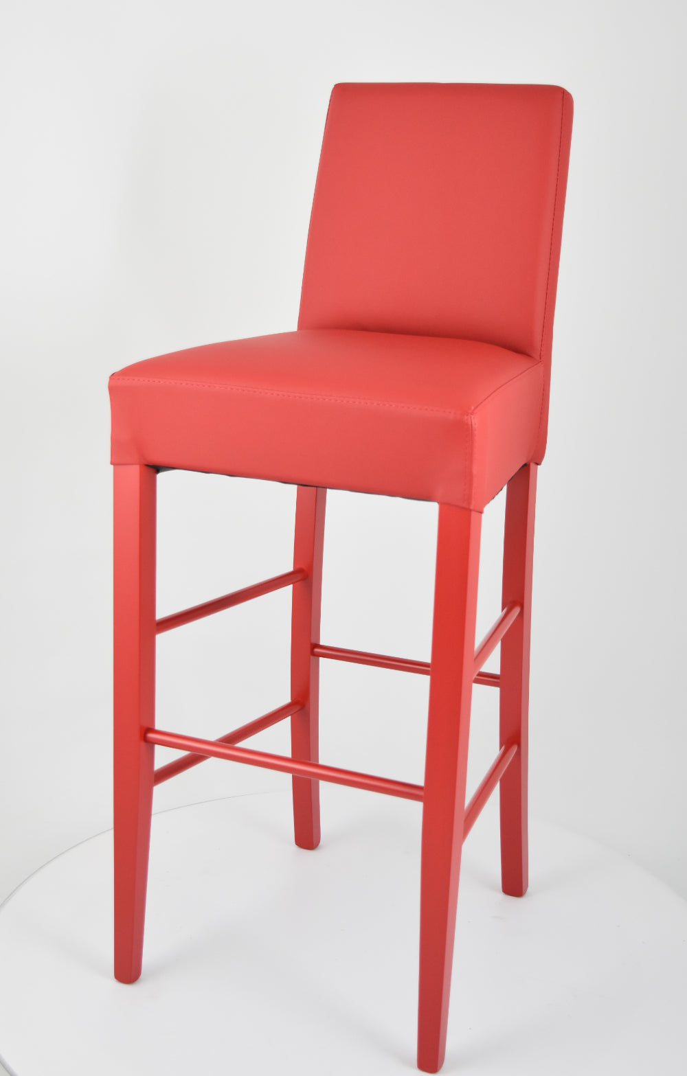 Tommychairs - Set 2 taburetes Altos de Cocina y Bar Luisa, con Estructura en Madera de Haya Pintada de Rojo y Asiento tapizado en Polipiel Rojo