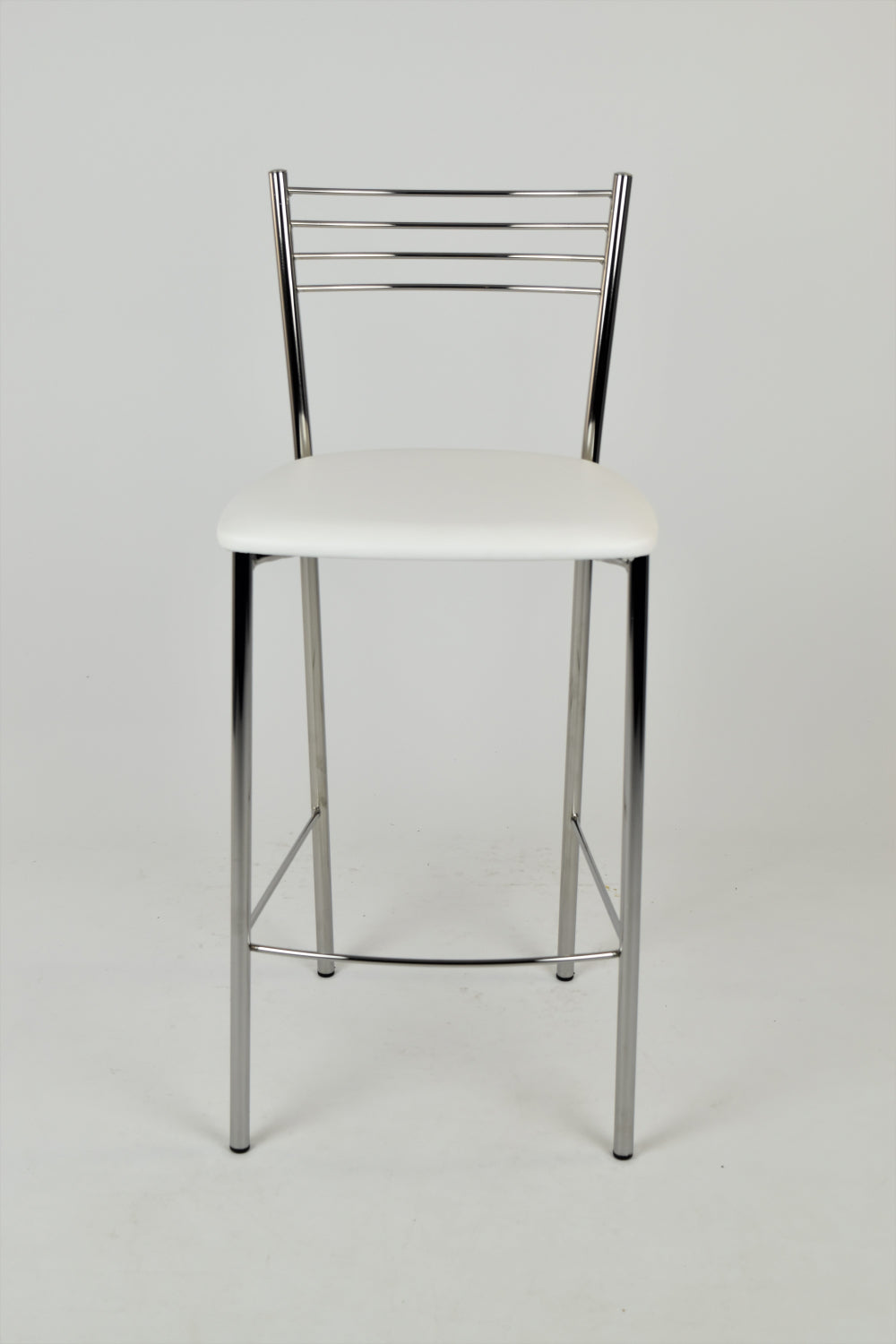 Tommychairs - Set 4 taburetes de Cocina y Bar  Elena, con Estructura en Acero Cromado y Asiento tapizado en Polipiel Color Blanco